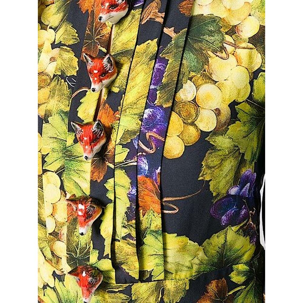 NWT Dolce & Gabbana Grape Print Embellished Dress Yellow IT 44 / L - Picture 5 of 10